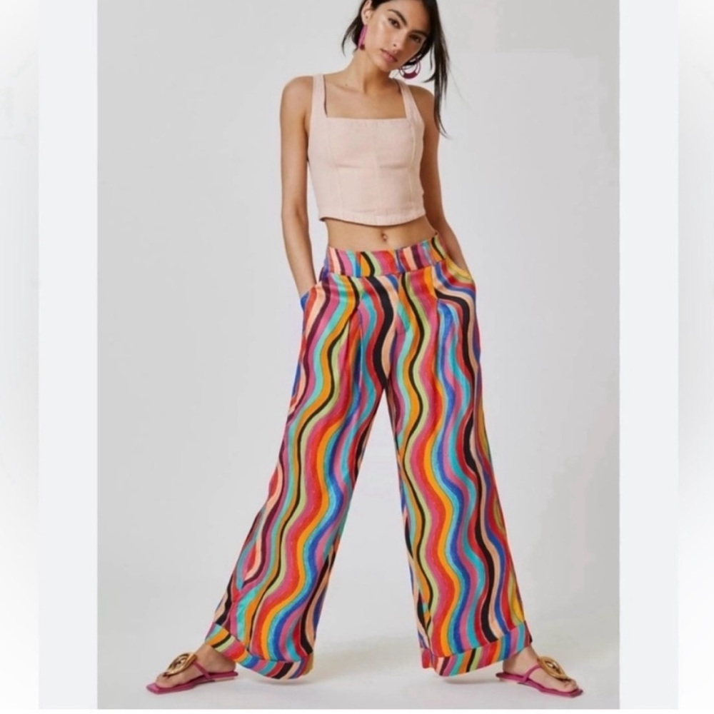 Farm Rio X Anthropology Colorful Wave Pattern Women's Pants